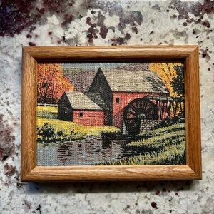 Rustic Landscape Framed Art with Wooden Frame